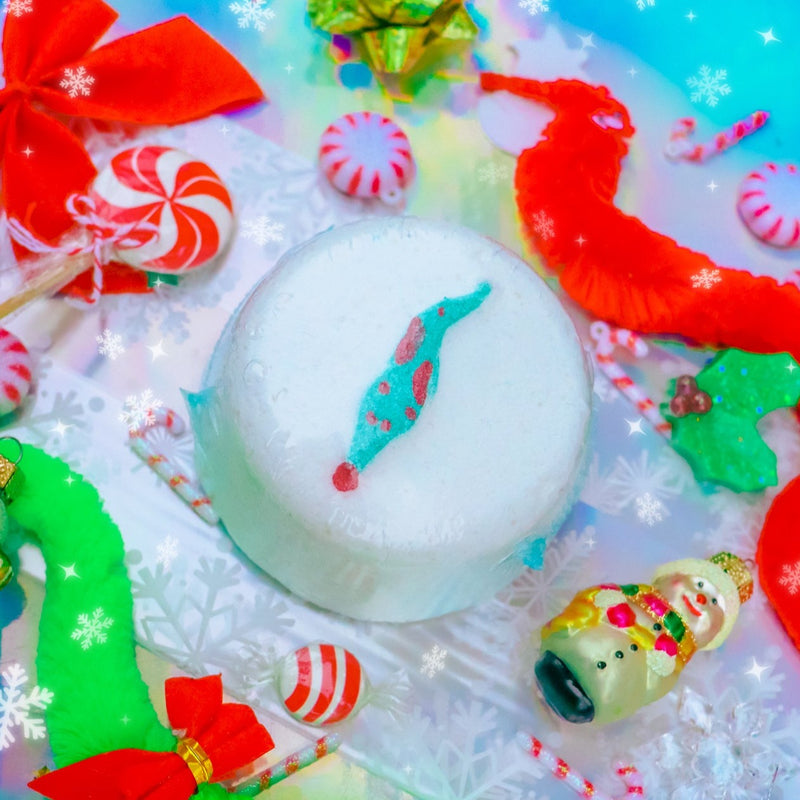 Past Product: Festive Worm on a String Bath Bomb (with worm inside!)